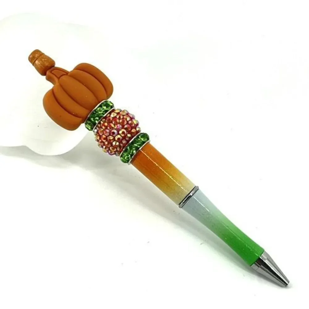 Pumpkin Halloween pen handmade NEW bling rhinestone glitter green orange white